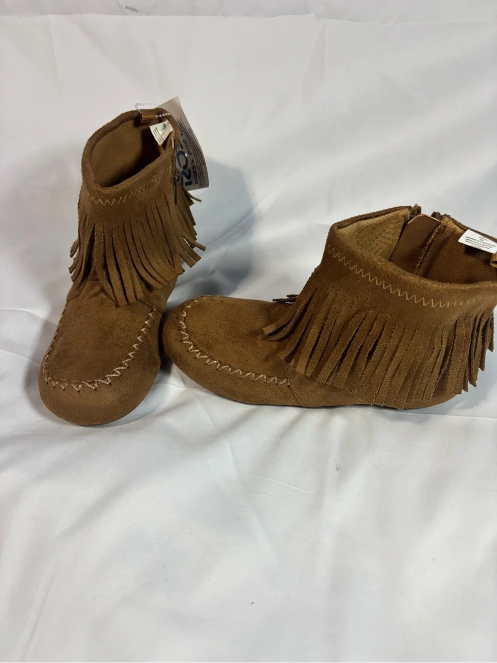 Kids Suede Fringe Ankle Boots - Brown